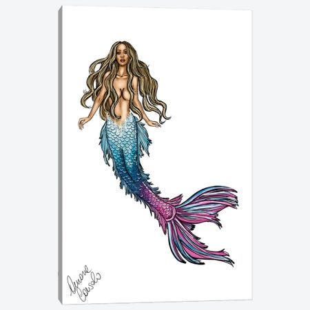 T-Mermaid Canvas Print #ACN62} by AtelierConsolo Art Print