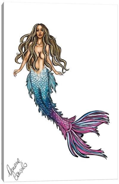 T-Mermaid Canvas Art Print - AtelierConsolo