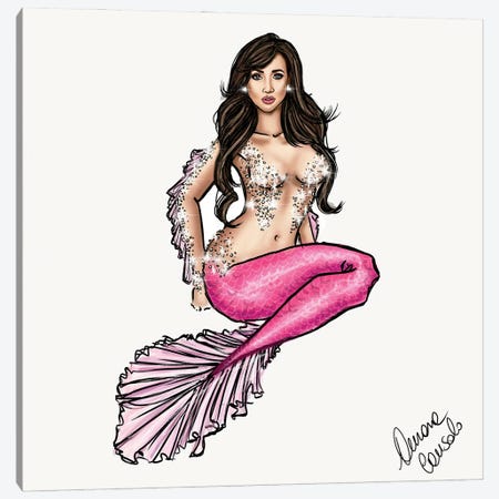Pink Mermaid Canvas Print #ACN96} by AtelierConsolo Art Print