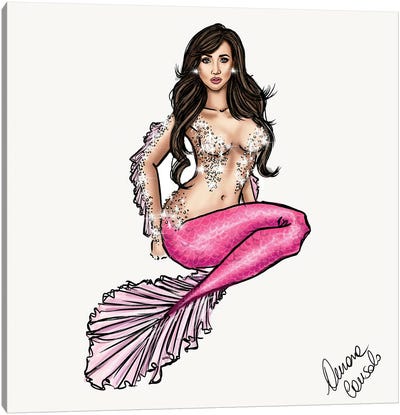 Pink Mermaid Canvas Art Print - AtelierConsolo