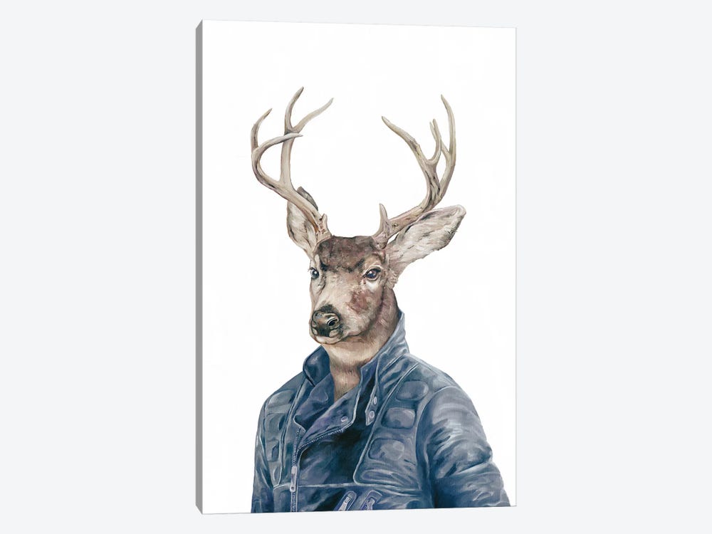 Deer In Navy Blue by Animal Crew 1-piece Canvas Art Print