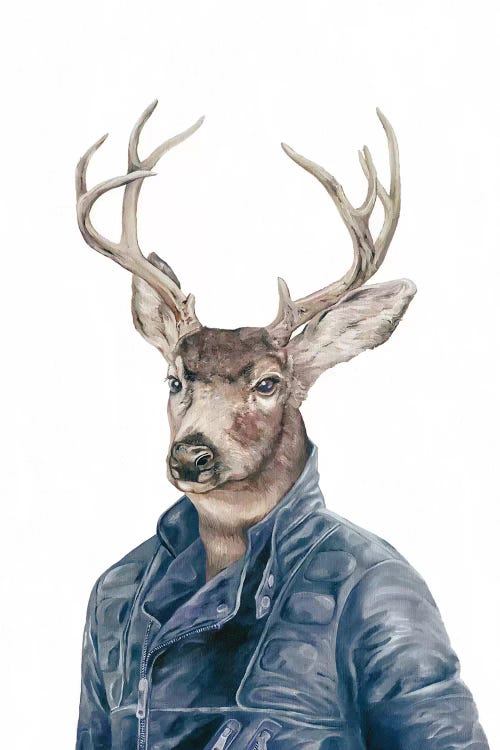 Deer In Navy Blue by Animal Crew wall art