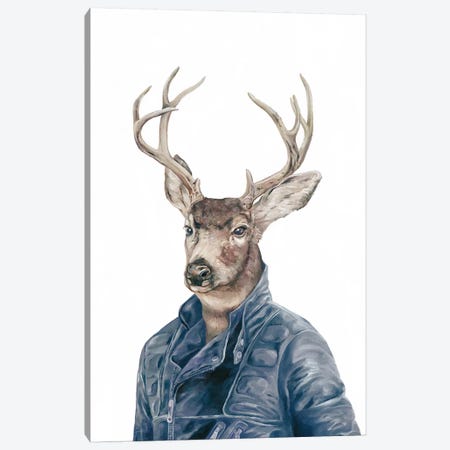 Deer In Navy Blue Canvas Print #ACR10} by Animal Crew Canvas Artwork