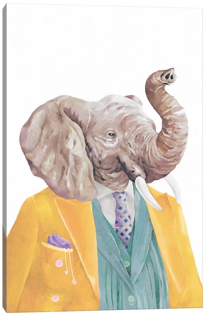 Golden Coated Elephant Canvas Art Print - Animal Crew