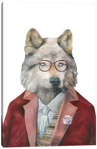 Grey Wolf Canvas Art Print - Animal Crew