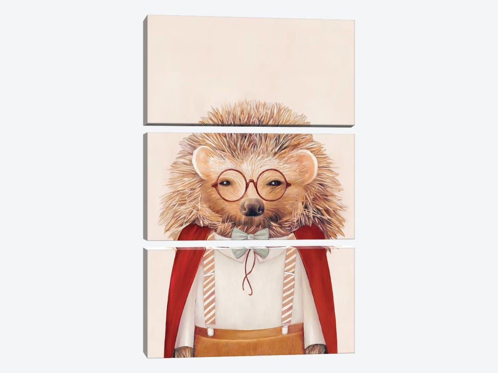 Hedgehog by Animal Crew 3-piece Canvas Art Print