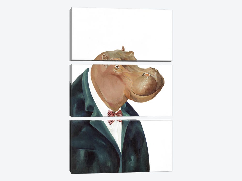 Hippopotamus by Animal Crew 3-piece Canvas Art