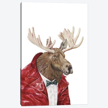 Moose In Leather Canvas Print #ACR33} by Animal Crew Canvas Artwork