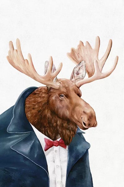 Moose In Navy Blue by Animal Crew canvas print