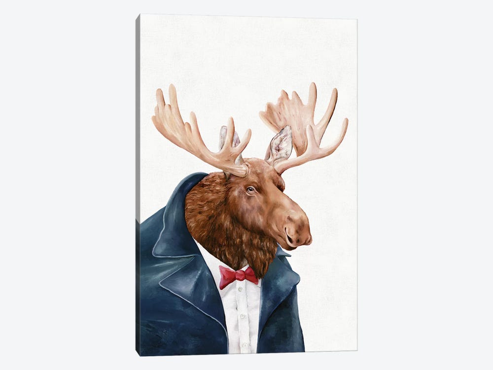 Moose In Navy Blue by Animal Crew 1-piece Canvas Print