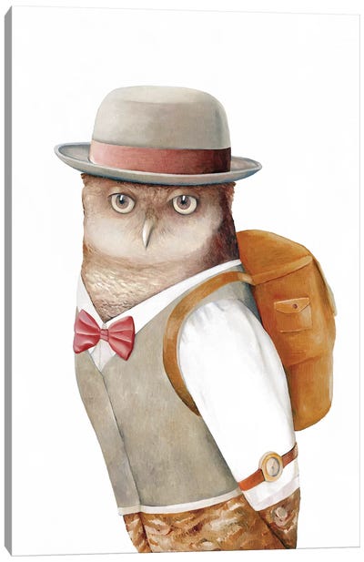 Owl Traveller Canvas Art Print - Animal Crew