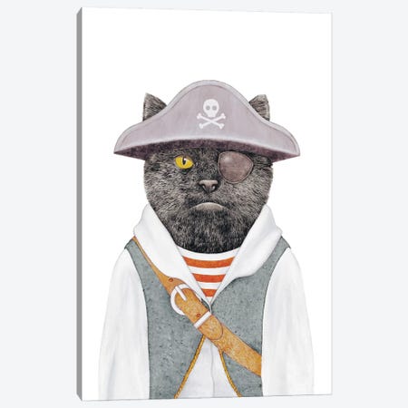 Pirate Cat Canvas Print #ACR38} by Animal Crew Canvas Wall Art