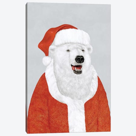 Polar Bear Santa Canvas Print #ACR39} by Animal Crew Canvas Artwork