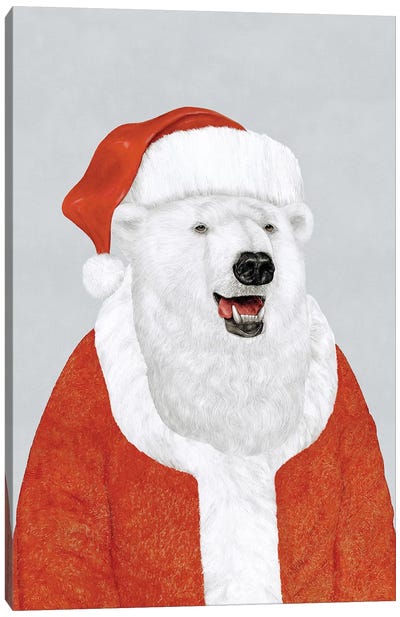 Polar Bear Santa Canvas Art Print - Animal Crew