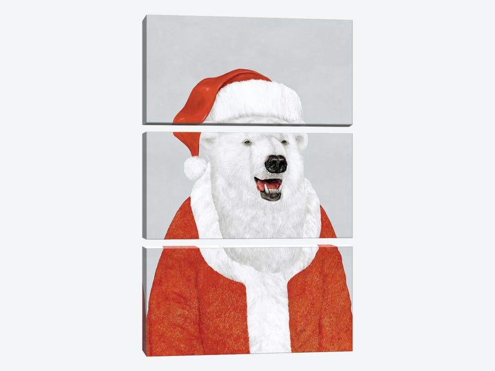 Polar Bear Santa by Animal Crew 3-piece Canvas Wall Art
