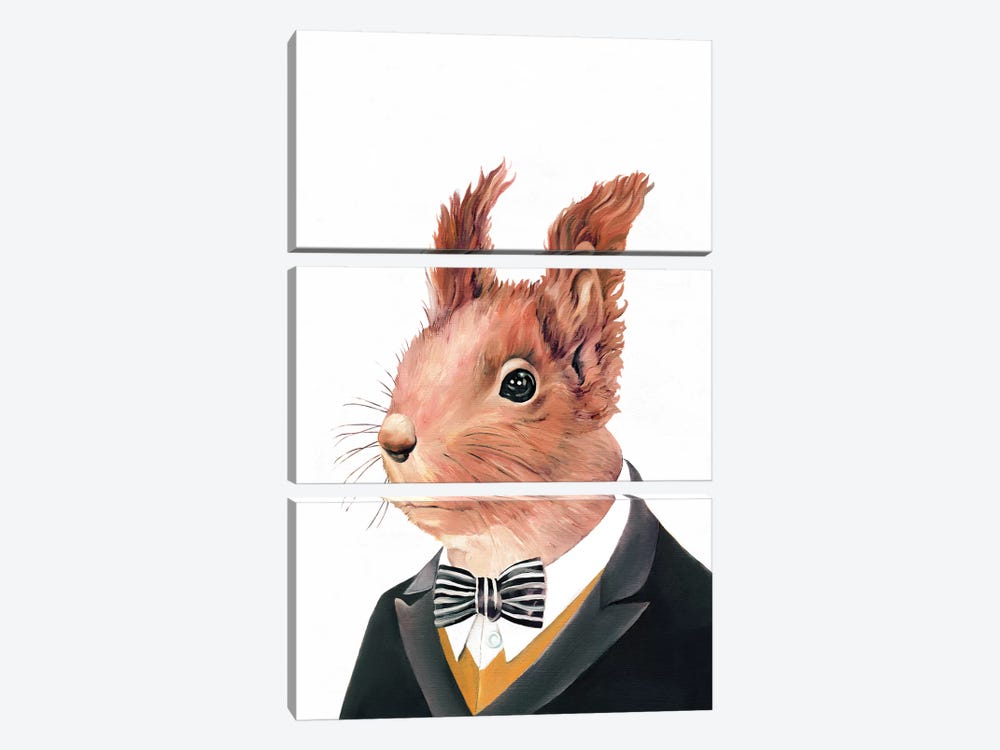Red Squirrel by Animal Crew 3-piece Canvas Wall Art