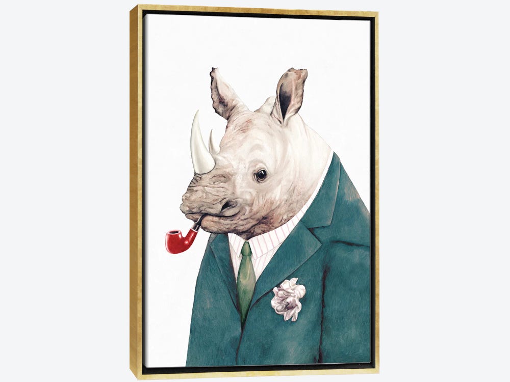 rhino in Suit Watercolor Hipster Animal Retro Costume Painting by Jeff  Creation - Pixels Merch
