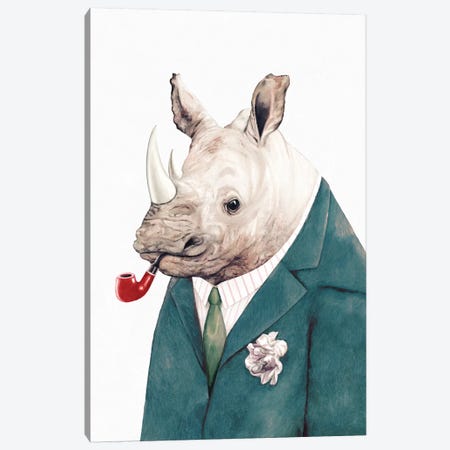 Rhino Green Suit Canvas Print #ACR44} by Animal Crew Canvas Art