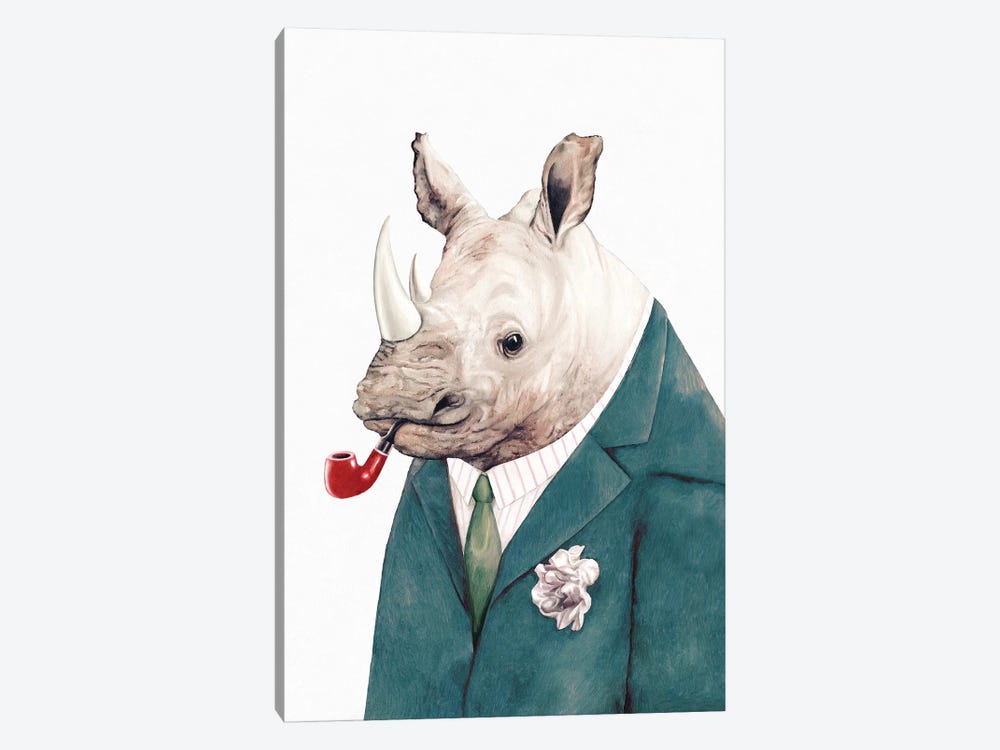 Rhino Green Suit Canvas Art Print by Animal Crew | iCanvas
