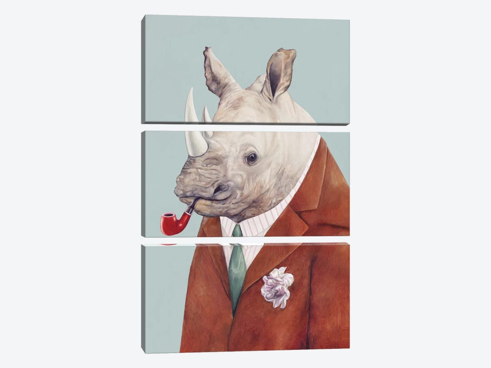 Rhinoceros by Animal Crew 3-piece Canvas Print