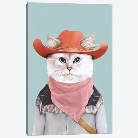 Rodeo Cat Canvas Print #ACR47} by Animal Crew Canvas Artwork