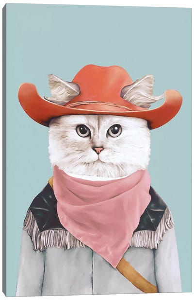 Rodeo Cat Canvas Art Print - Animal Crew