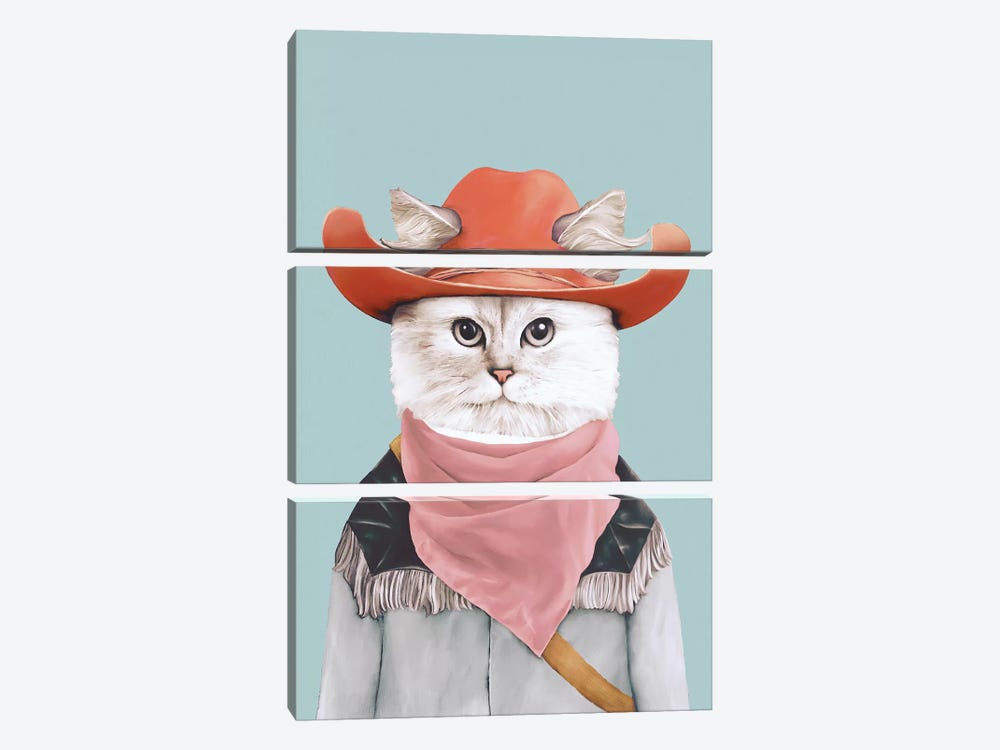 Rodeo Cat by Animal Crew 3-piece Canvas Print