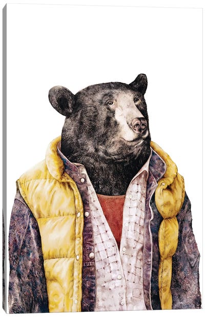 Black Bear Gold Canvas Art Print - Animal Crew