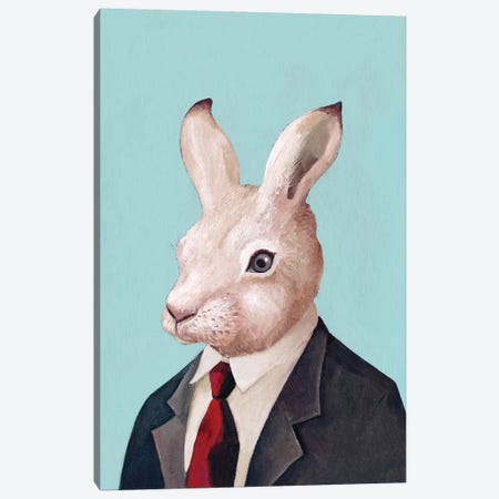 White Rabbit Canvas Print #ACR56} by Animal Crew Canvas Print