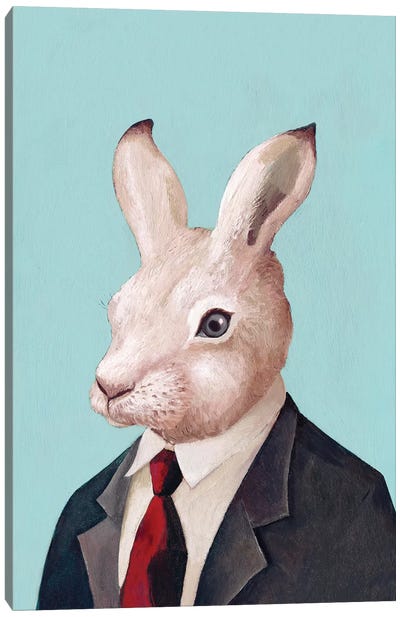 White Rabbit Canvas Art Print - Animal Crew