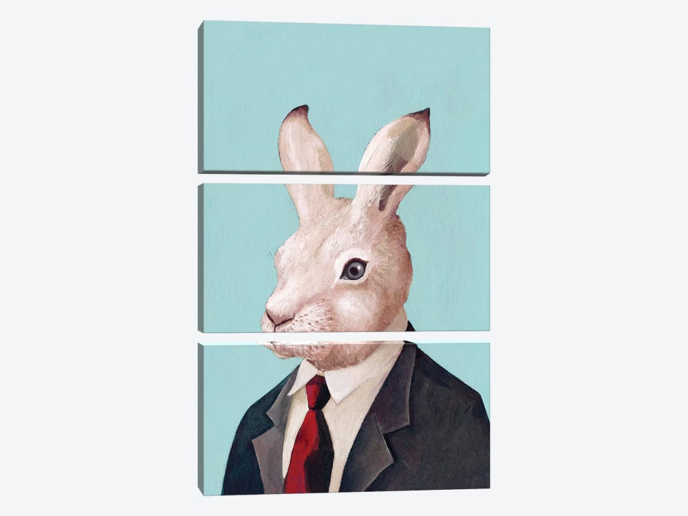 White Rabbit by Animal Crew 3-piece Canvas Print
