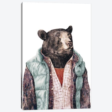 Black Bear Green Canvas Print #ACR5} by Animal Crew Art Print