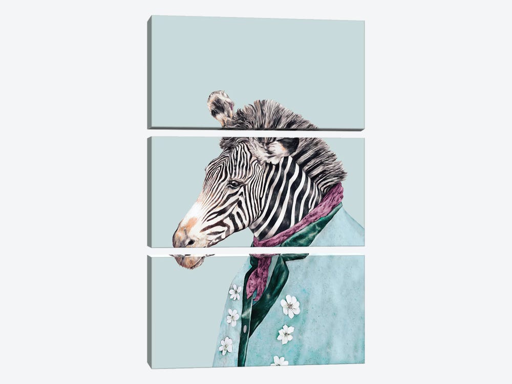 Zebra Blue by Animal Crew 3-piece Canvas Print