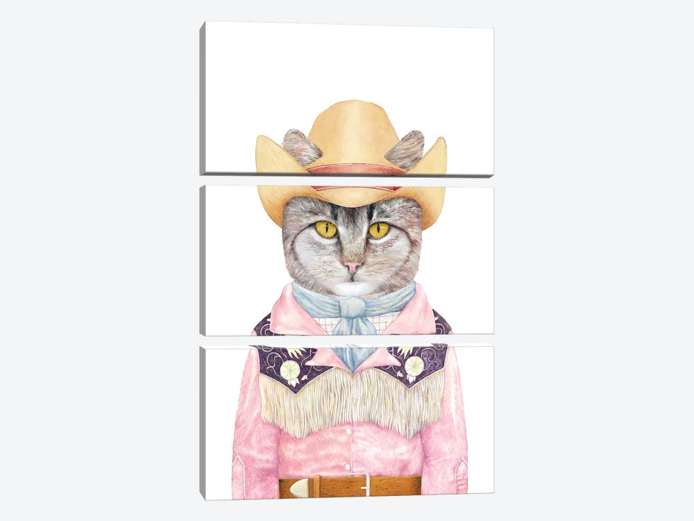 Country Cat by Animal Crew 3-piece Canvas Art