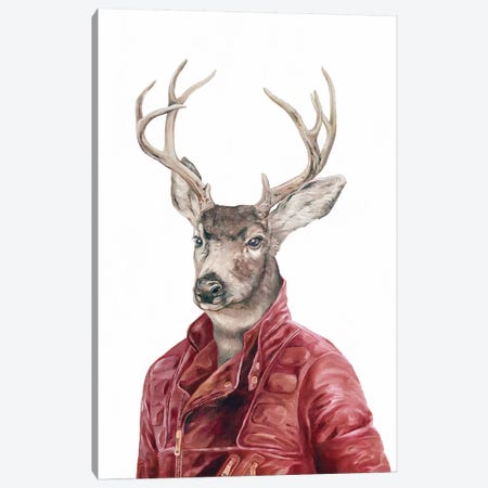 Deer In Leather Canvas Print #ACR9} by Animal Crew Canvas Artwork