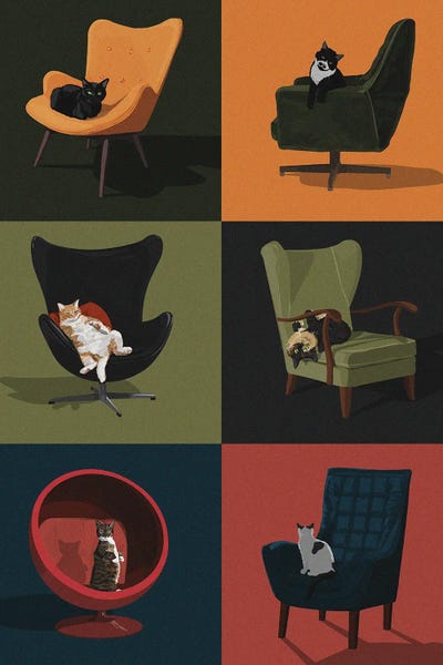 Office Humor: Cats In Chairs by ArtCatIllustrated