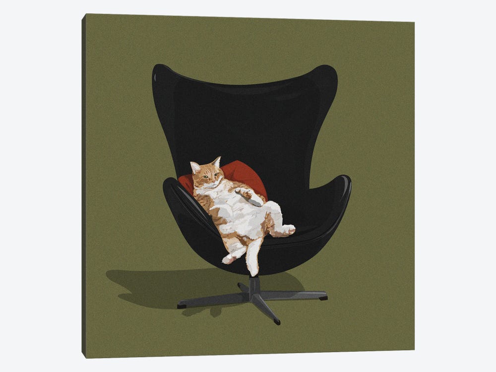 Cats In Chairs IV by ArtCatIllustrated 1-piece Canvas Artwork