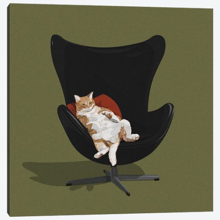 Cats In Chairs IV Canvas Print #ACU16} by Artcatillustrated Canvas Art