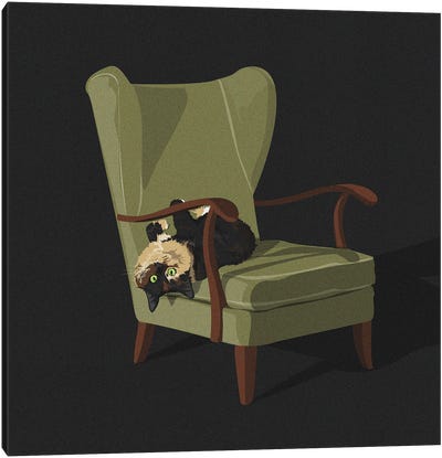 Cats In Chairs V Canvas Art Print - Artcatillustrated