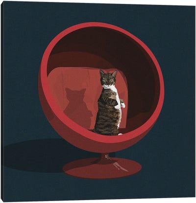 Cats In Chairs VI Canvas Art Print - Artcatillustrated