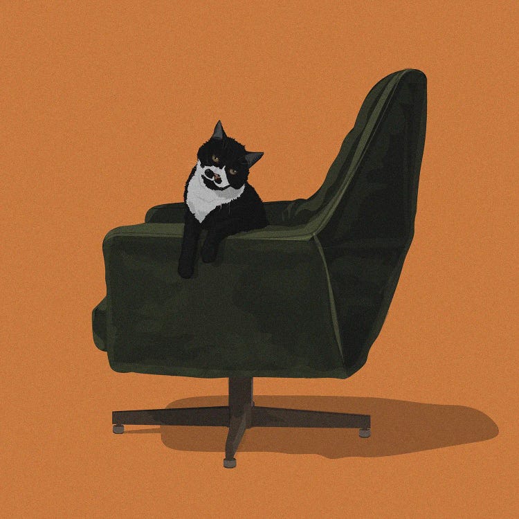 Cats In Chairs IX by ArtCatIllustrated wall art