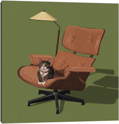 Cats In Fancy Chairs I Canvas Art Print - Tabby Cat Art