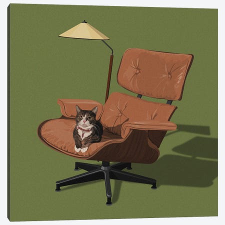 Cats In Fancy Chairs I Canvas Print #ACU21} by Artcatillustrated Canvas Wall Art