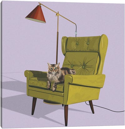 Cats In Fancy Chairs II Canvas Art Print - Office Humor