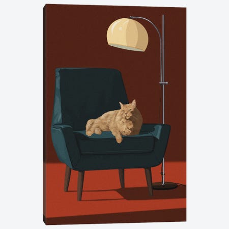 Cats In Fancy Chairs III Canvas Print #ACU23} by Artcatillustrated Canvas Wall Art