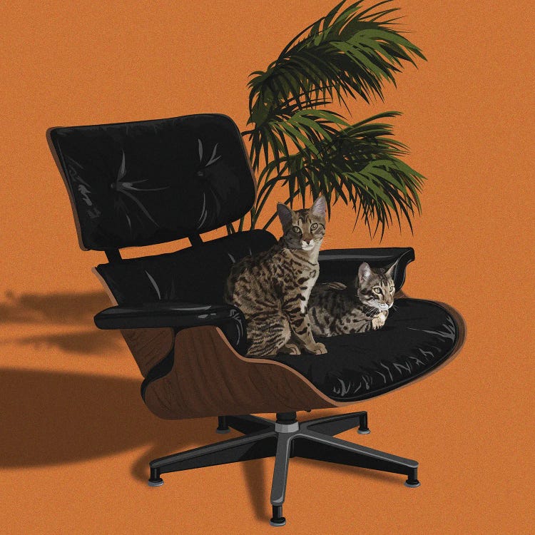 Cats In Fancy Chairs IV by ArtCatIllustrated wall art
