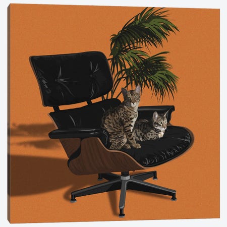 Cats In Fancy Chairs IV Canvas Print #ACU24} by Artcatillustrated Art Print