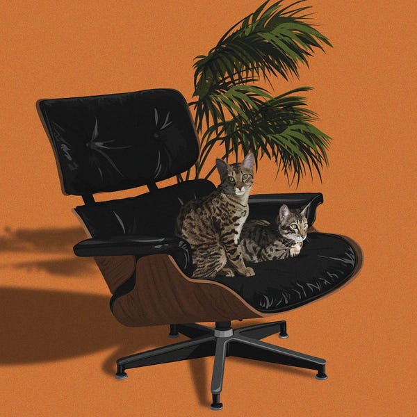 Office Humor: Cats In Fancy Chairs IV by ArtCatIllustrated