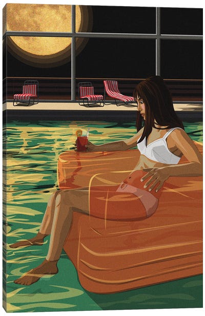 Lonesome Floater Canvas Art Print - Swimming Pool Art