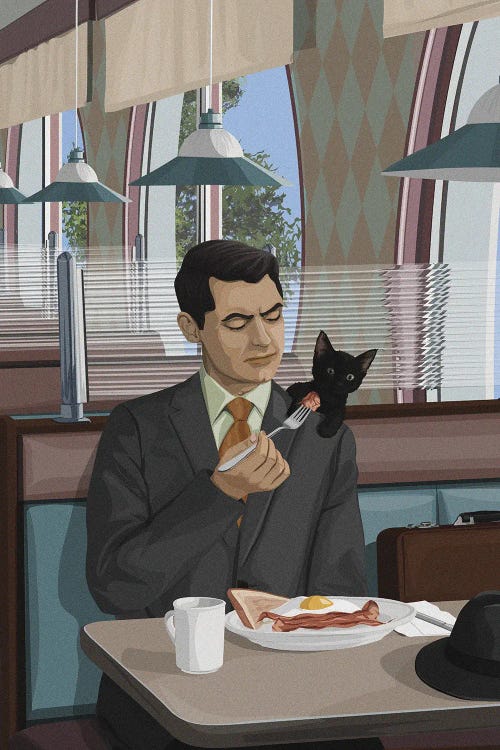 Man With A Cat by ArtCatIllustrated wall art